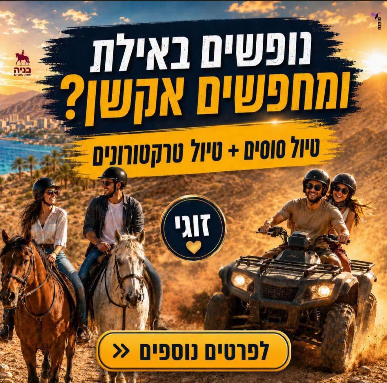 חבילה זוגית — רכיבה על סוסים + טיול טרקטורונים